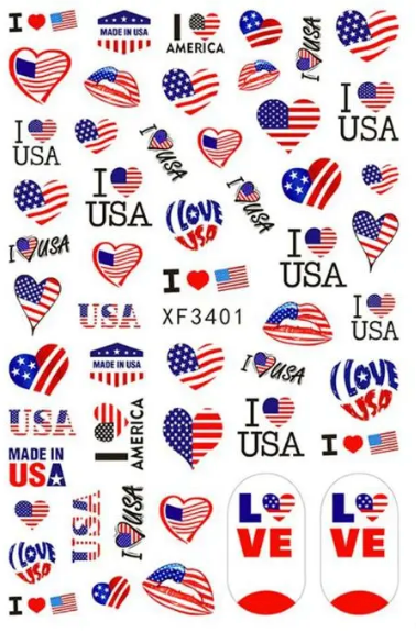 Patriotic - 8 Sheets for the Price of 4!!   Thin Decals