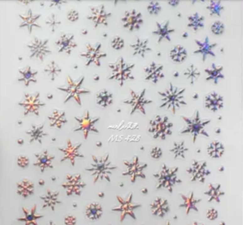 Embossed PINK Snowflakes w/ Crystals 428 -  Thin Decals Secondary image