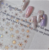 Embossed PINK Snowflakes w/ Crystals 428 -  Thin Decals