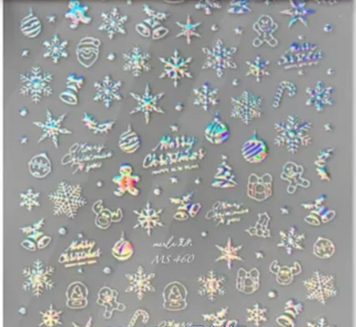 Winter Holidays and Snowflakes HOLO Silver 460 -  Thin Decals Main image