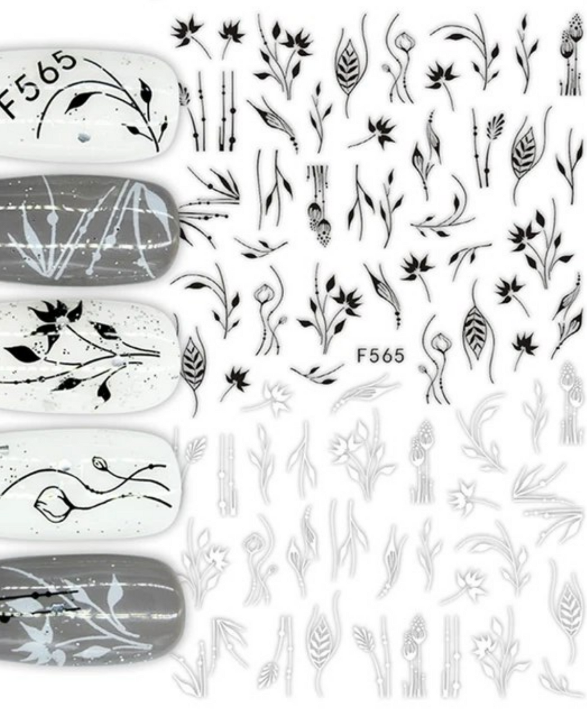 Floral Outlines F565 -  Thin Decals Main image