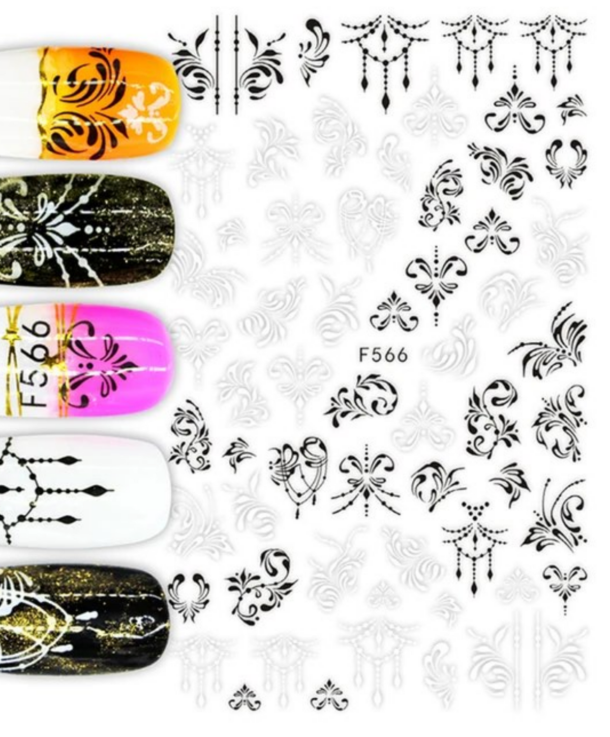 Wispy Black and White Line Art F566 -  Thin Decals Main image