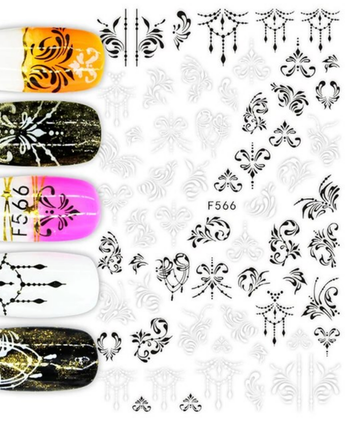 Wispy Black and White Line Art F566 -  Thin Decals