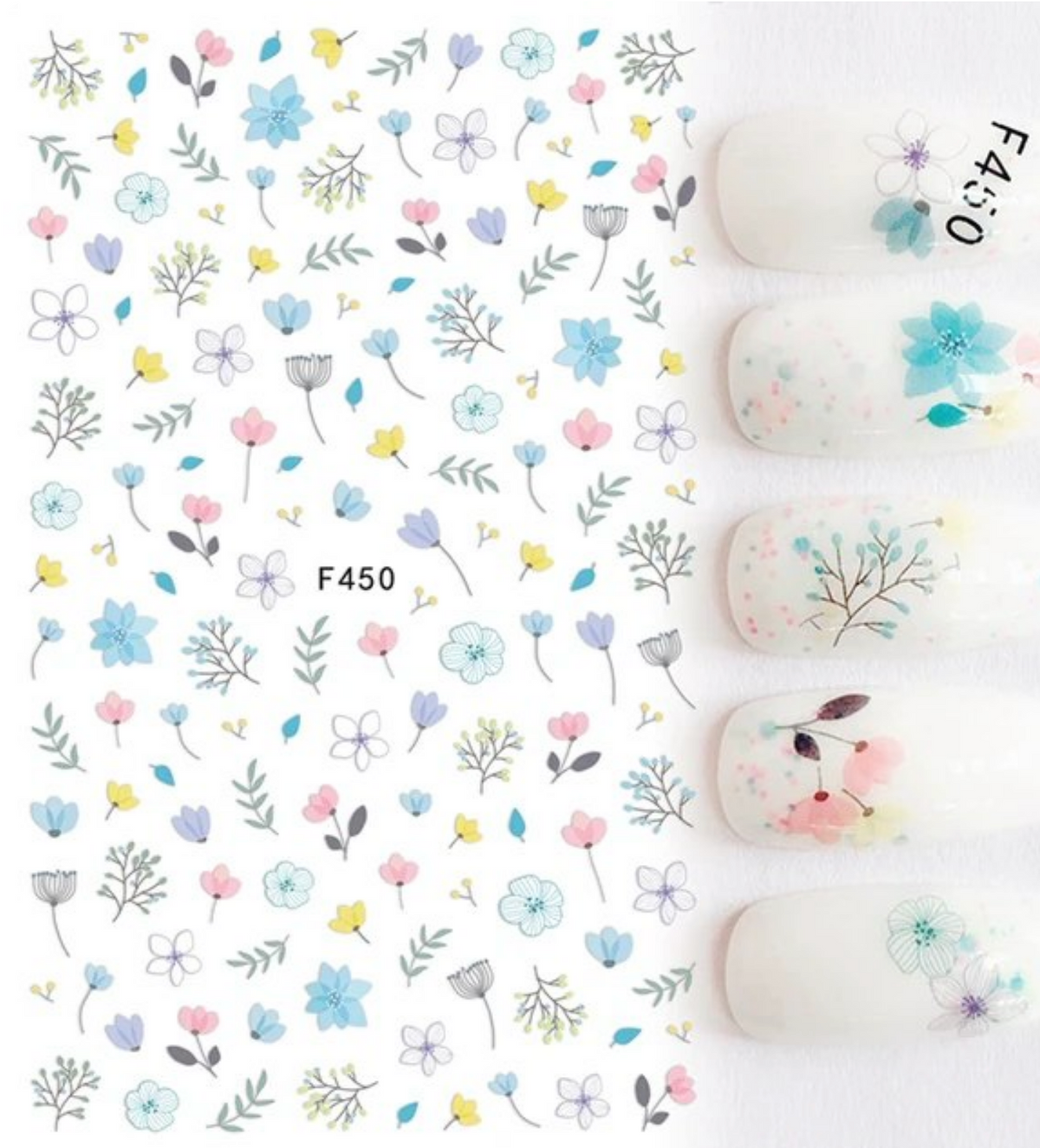 Watercolor Spring Pastel Flowers F450 -  Thin Decals Main image