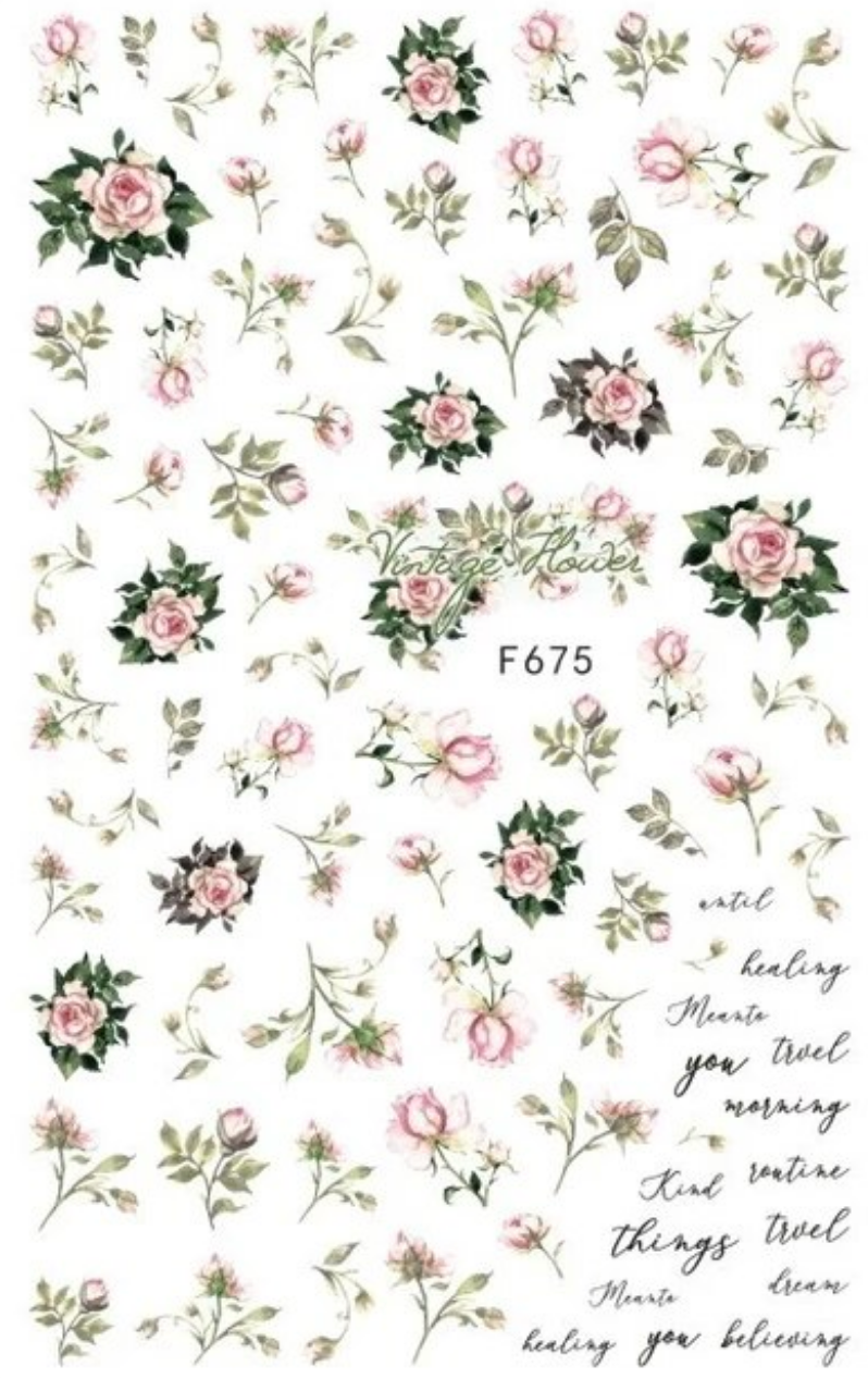 Painted Floral Roses F675 -  Thin Decals Main image