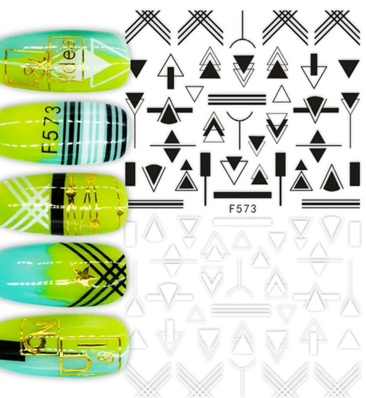 Triangles & Lines Black and White F573-  Thin Decals Main image