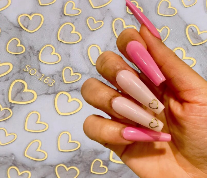 Heart Outlines GOLD  163 -  Thin Decals Secondary image