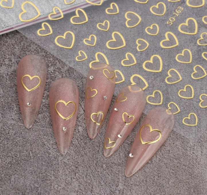 Heart Outlines GOLD  163 -  Thin Decals Main image