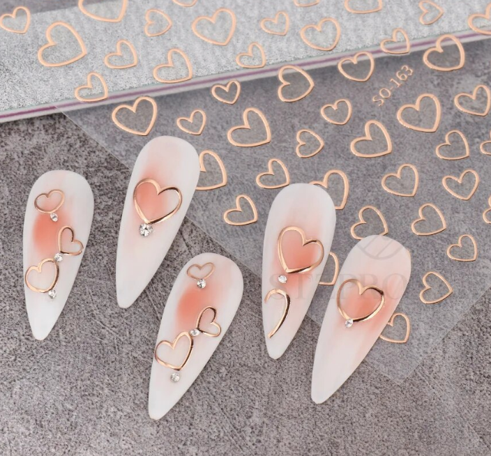 Heart Outlines ROSE GOLD  163 -  Thin Decals Main image