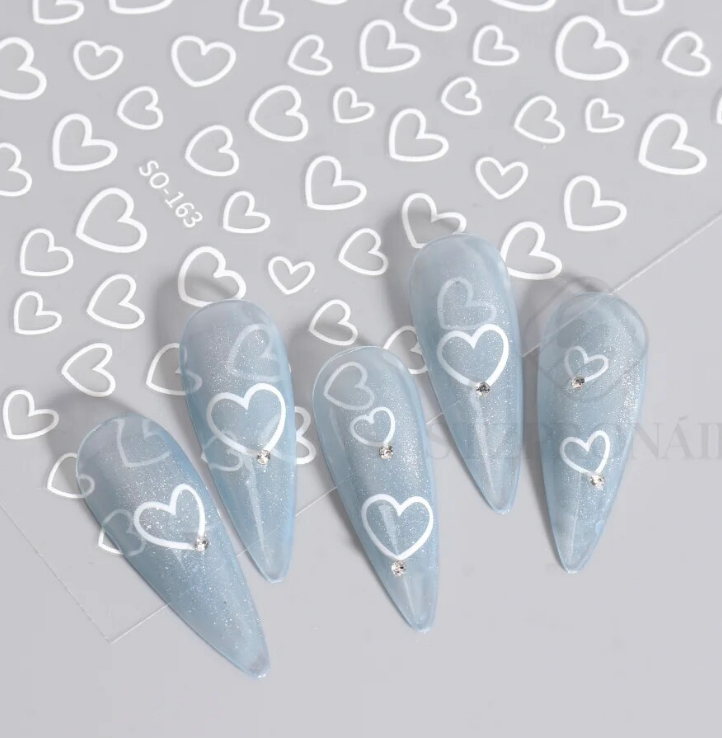 Heart Outlines  SILVER  163 -  Thin Decals Main image