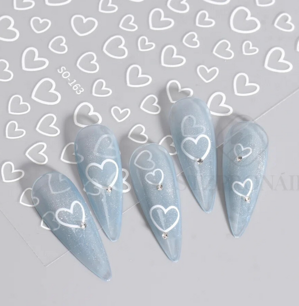 Heart Outlines  SILVER  163 -  Thin Decals