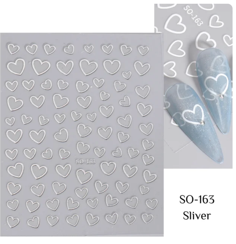 Heart Outlines  SILVER  163 -  Thin Decals Secondary image