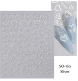 Heart Outlines  SILVER  163 -  Thin Decals