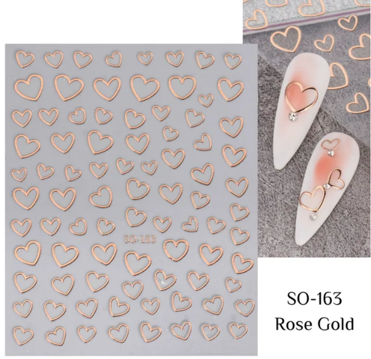 Heart Outlines ROSE GOLD  163 -  Thin Decals Secondary image