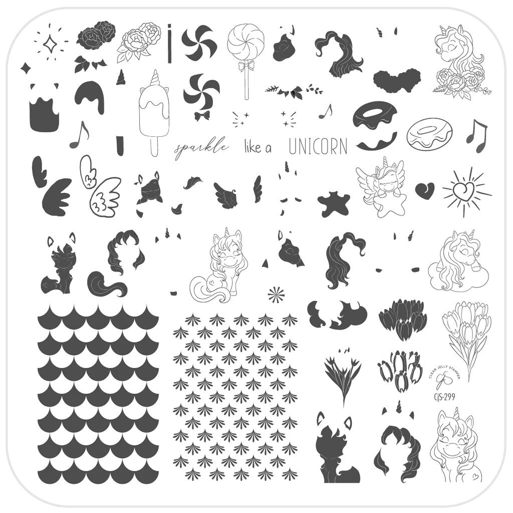 Sparkle Like a Unicorn (CjS-299) - CJS Medium Stamping Plate