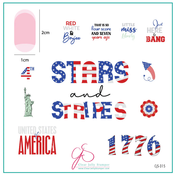 Stars & Stripes - Four - CJS-315 -  CJS Medium Stamping Plate