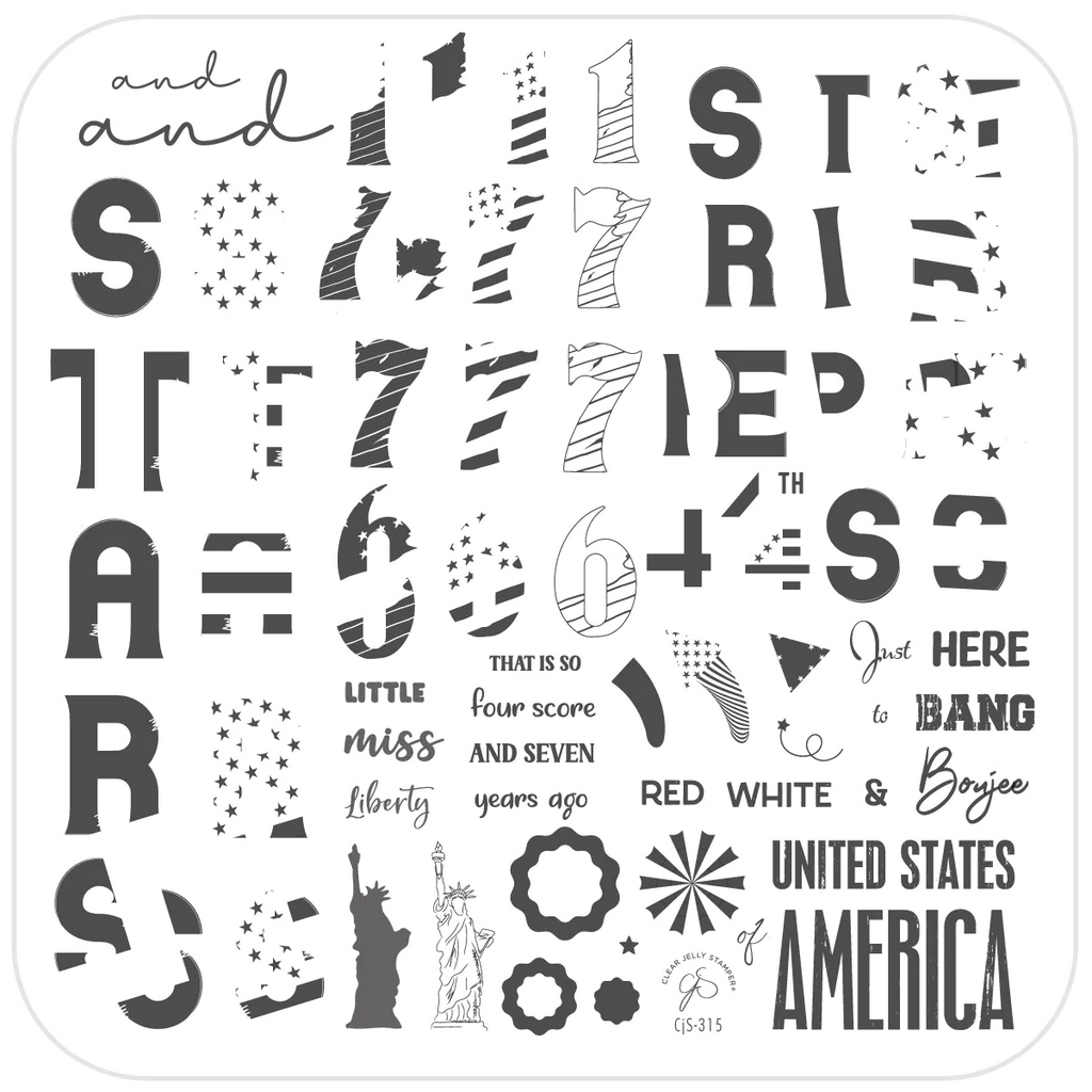 Stars & Stripes - Four - CJS-315 -  CJS Medium Stamping Plate