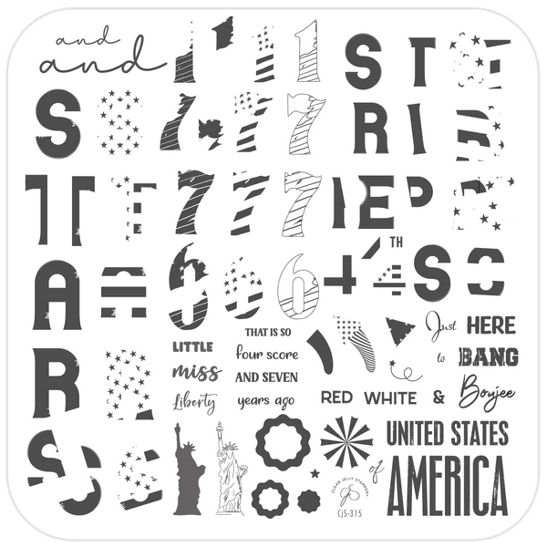 Stars & Stripes - Four - CJS-315 -  CJS Medium Stamping Plate