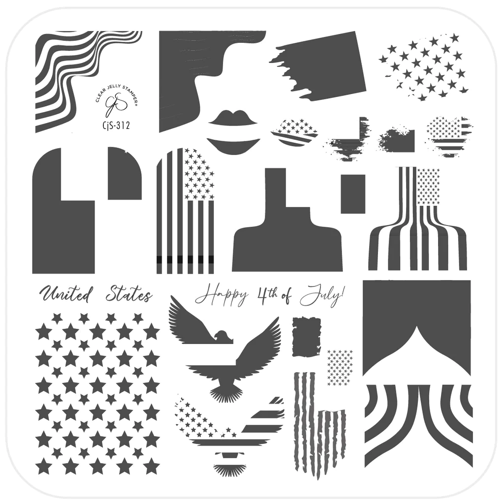 Stars & Stripes - One (CjS-312) - CJS Medium Stamping Plate