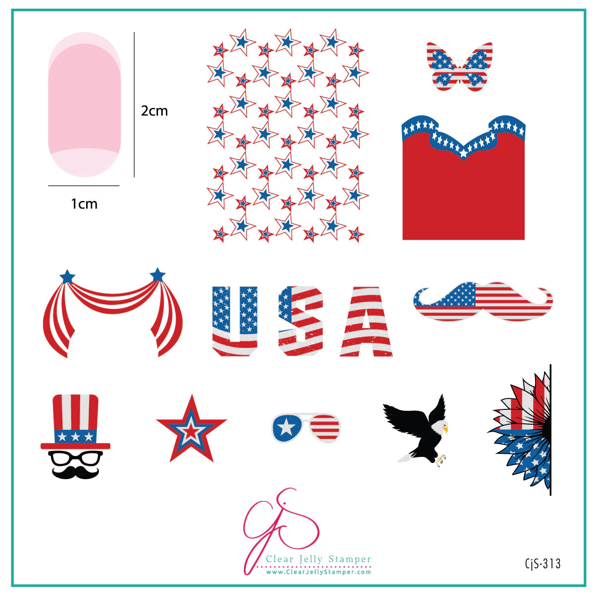 Stars & Stripes - Two (CjS-313) - CJS Medium Stamping Plate Main image