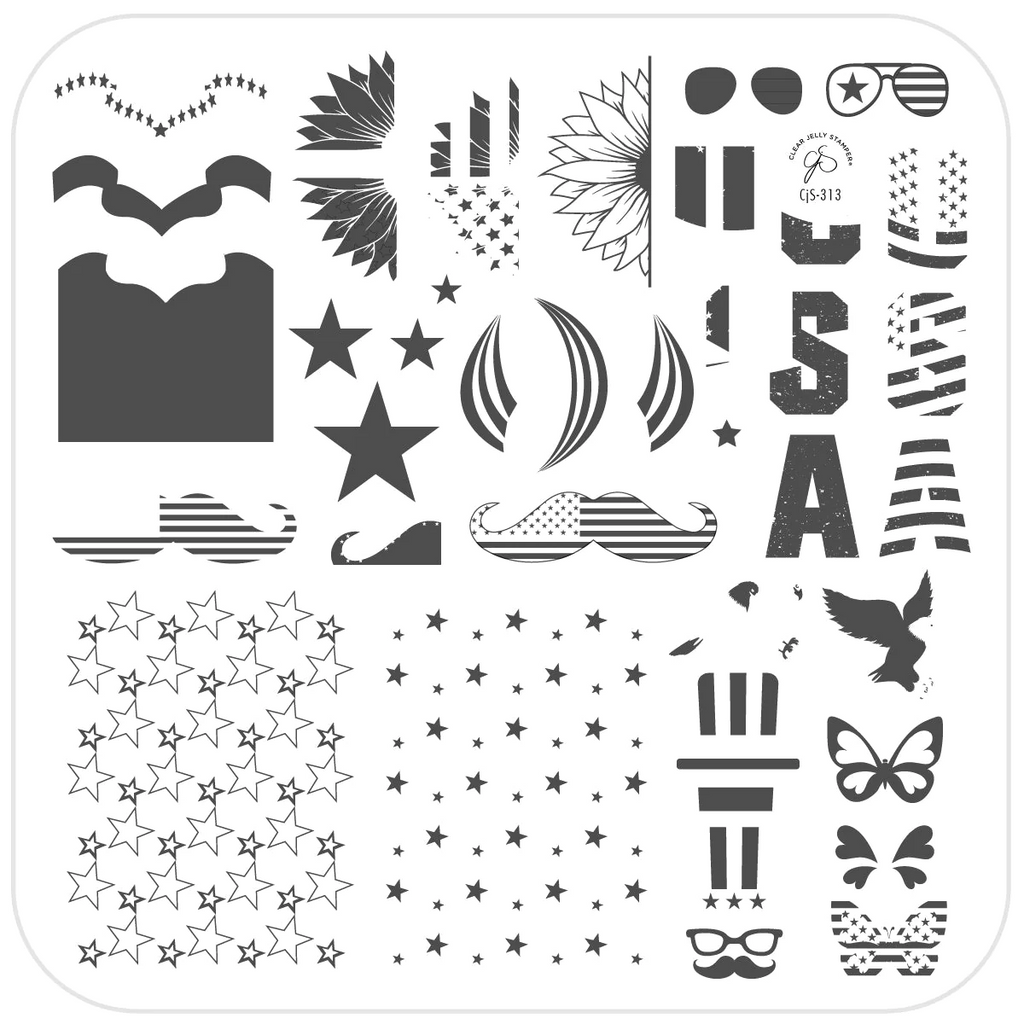 Stars & Stripes - Two (CjS-313) - CJS Medium Stamping Plate