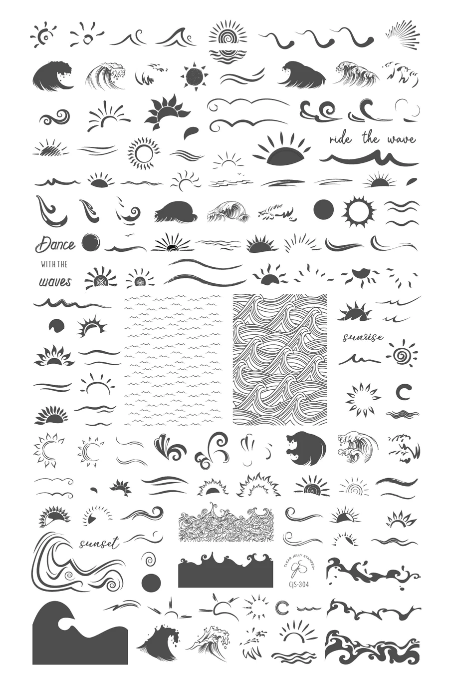 Sun and Waves (CjS-304) - Clear Jelly Stamping Plate