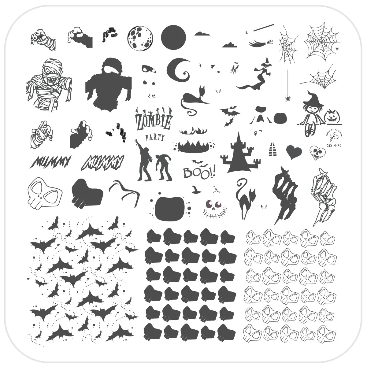 The Mummy (CjSH-70) Etched Nail Art Stamping Plate - Medium Clear Jelly Stamping Plate