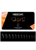 600 Soft Gel Tips: Square - Medium Clear Full Coverage Tips - Uber Chic Beauty