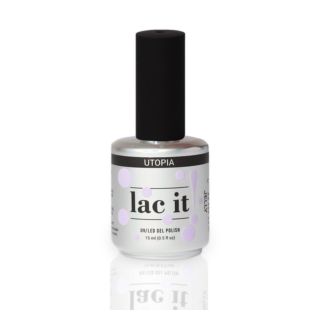 en Vogue Lac It! Utopia pastel lavender jelly crème UV/LED gel nail polish for professional nails and extensions bottle