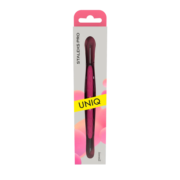 Staleks Pro UNIQ 11 TYPE 2 Gummy Manicure Slanted Pusher with Silicone Handle Slanted Pusher + Ring Curette PQ-11/2
