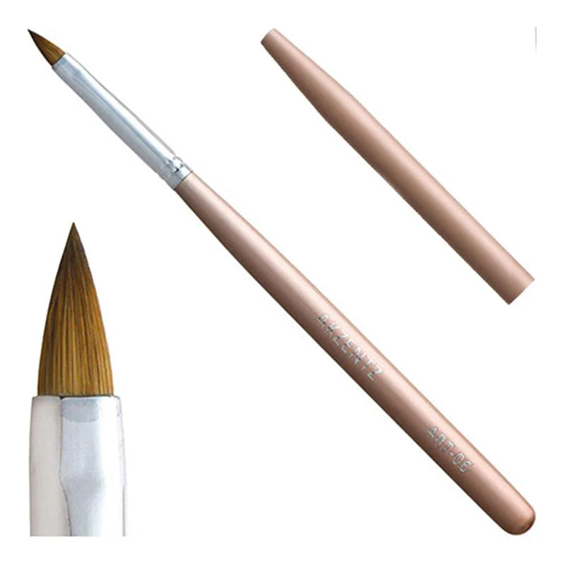 Pointed 3d Kolinsky Gel Art Brush #6 - Bristles length: 10mm Tapered from 5mm. Akzentz Art Brushes Main image