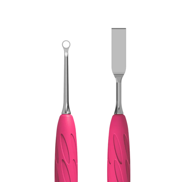 Staleks Pro UNIQ 11 TYPE 1 Gummy Manicure Pusher with Silicone Handle Flat Straight Pusher + Ring Curette PQ-11/1