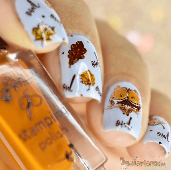 Fall in the Forest (CjS-272) Etched Nail Art Stamping Plate - Clear Jelly Stamper Plate
