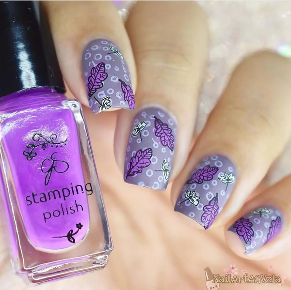 Fall in the Forest (CjS-272) Etched Nail Art Stamping Plate - Clear Jelly Stamper Plate