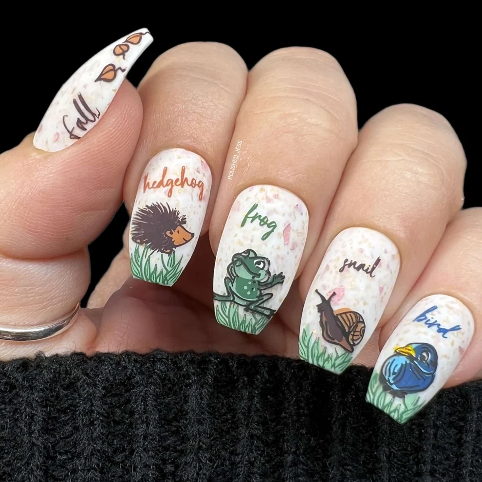 Fall in the Forest (CjS-272) Etched Nail Art Stamping Plate - Clear Jelly Stamper Plate