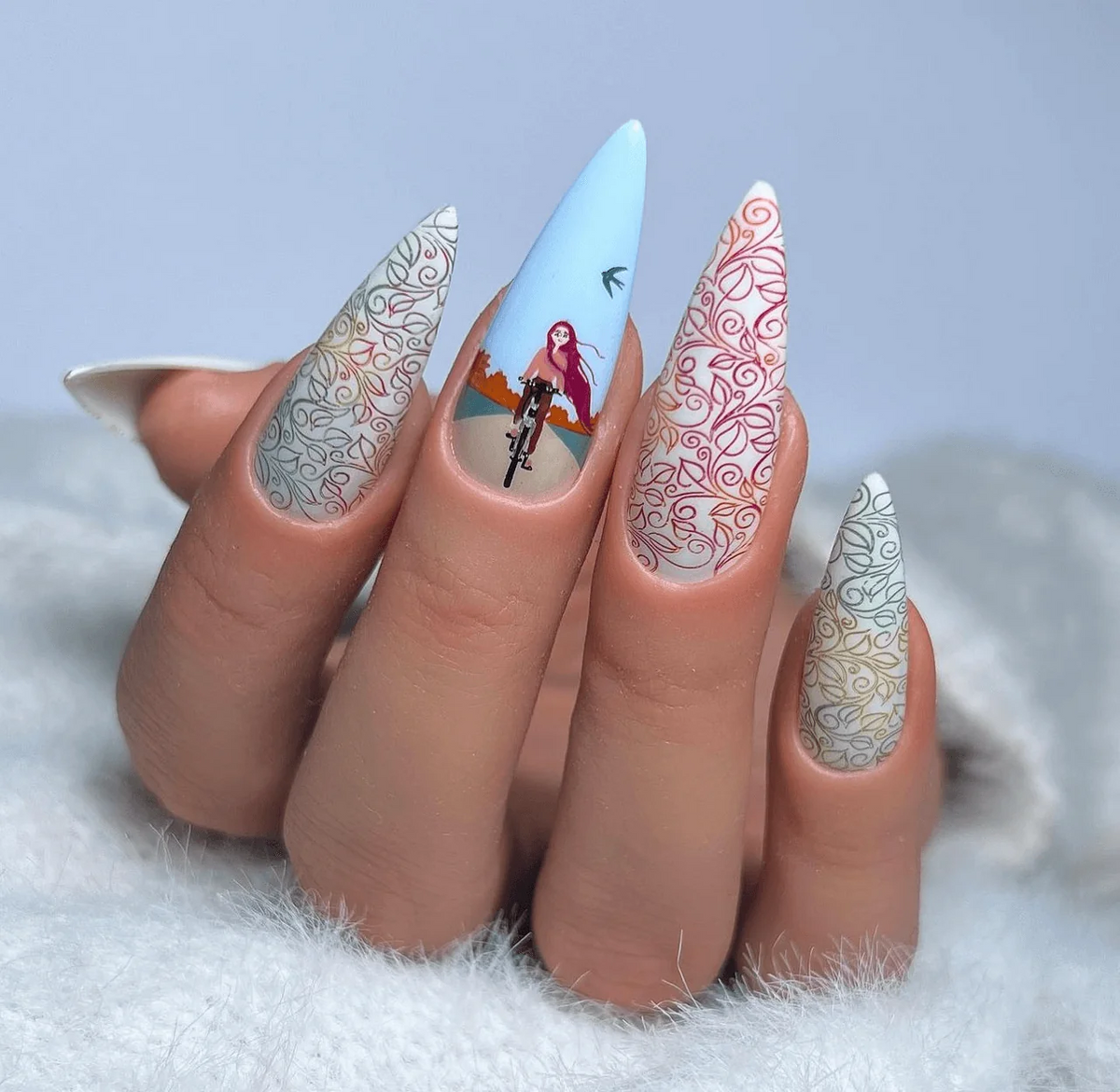 Fall Breeze (CjS-323) Etched Nail Art Stamping Plate - Medium Clear Jelly Stamping Plate