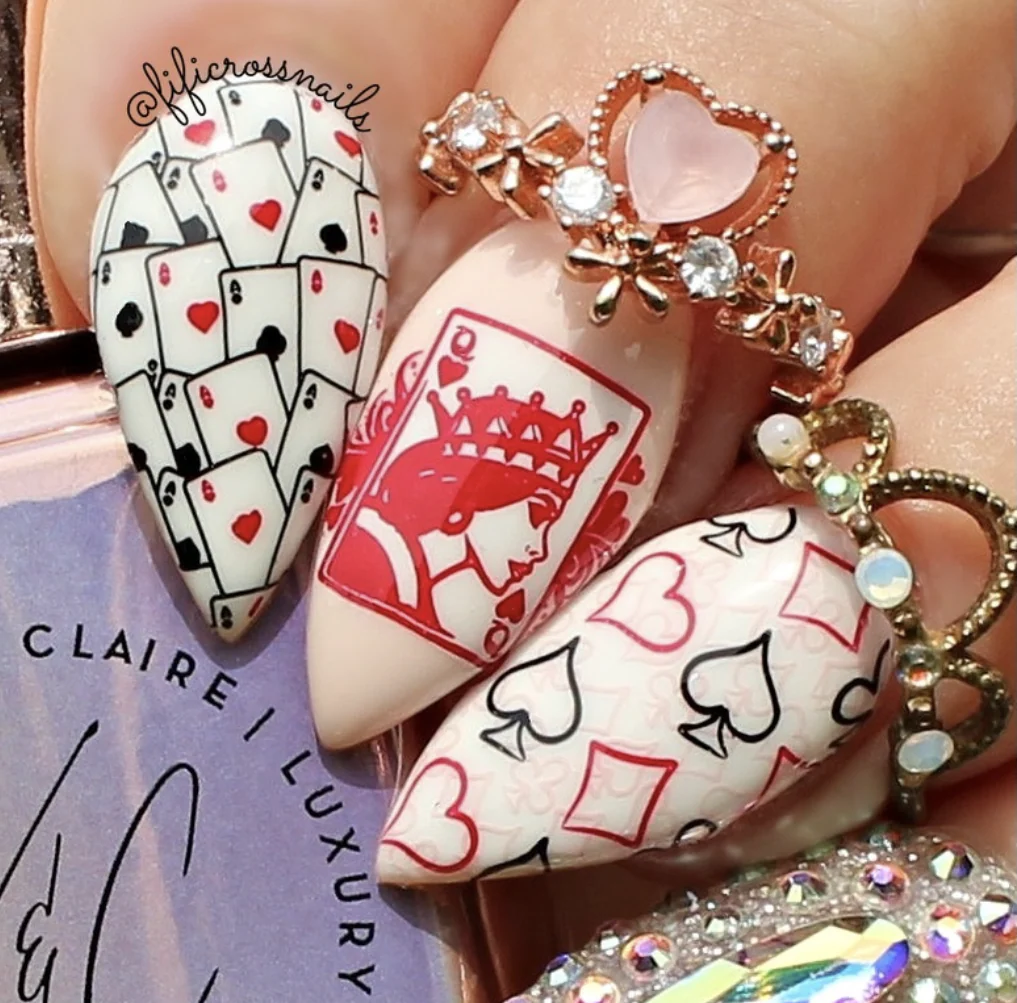 Stack the Deck (CjS-402)   - Etched Nail Art Stamping Plate - Clear Jelly Stamping Plate Secondary image