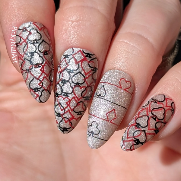 Stack the Deck (CjS-402)   - Etched Nail Art Stamping Plate - Clear Jelly Stamping Plate