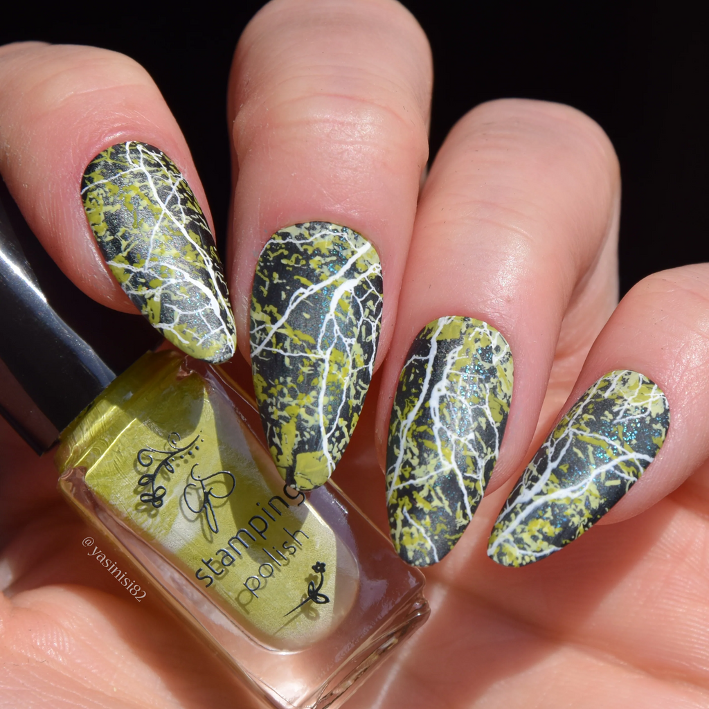 Marble Crush (CjS-405) - Etched Nail Art Stamping Plate - Clear Jelly Stamping Plate