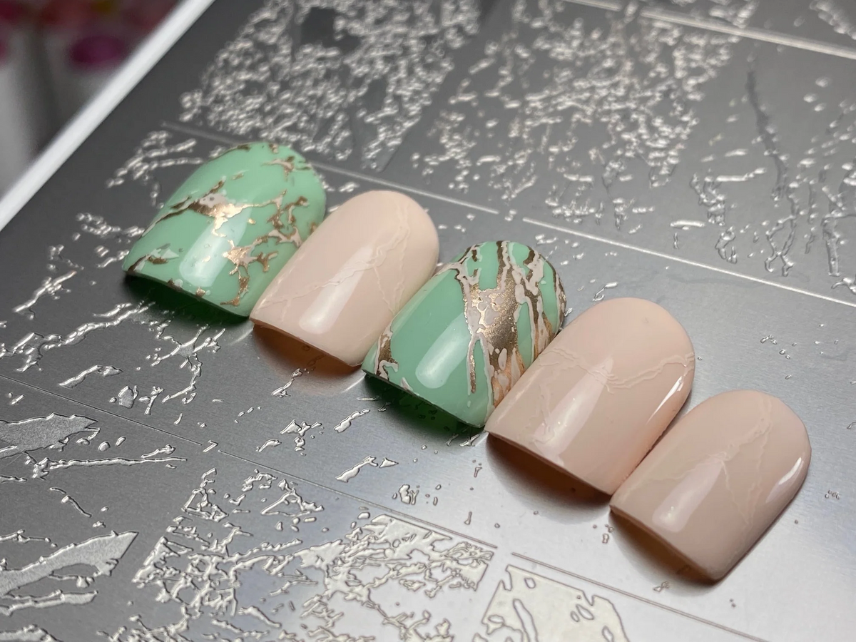 Marble Crush (CjS-405) - Etched Nail Art Stamping Plate - Clear Jelly Stamping Plate