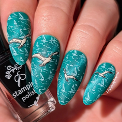 Salty Air & Sea Flair (CjS-414) Etched Nail Art Stamping Plate -  CJS Medium Stamping Plate
