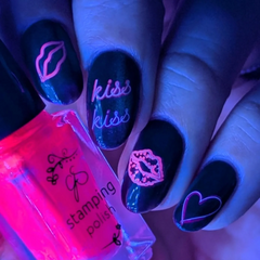 Neon Love (CjSV-56) Etched Nail Art Stamping Plate - Medium Clear Jelly Stamping Plate