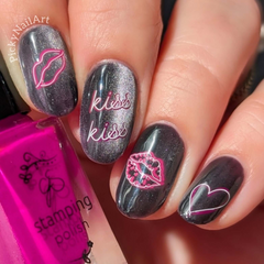 Neon Love (CjSV-56) Etched Nail Art Stamping Plate - Medium Clear Jelly Stamping Plate