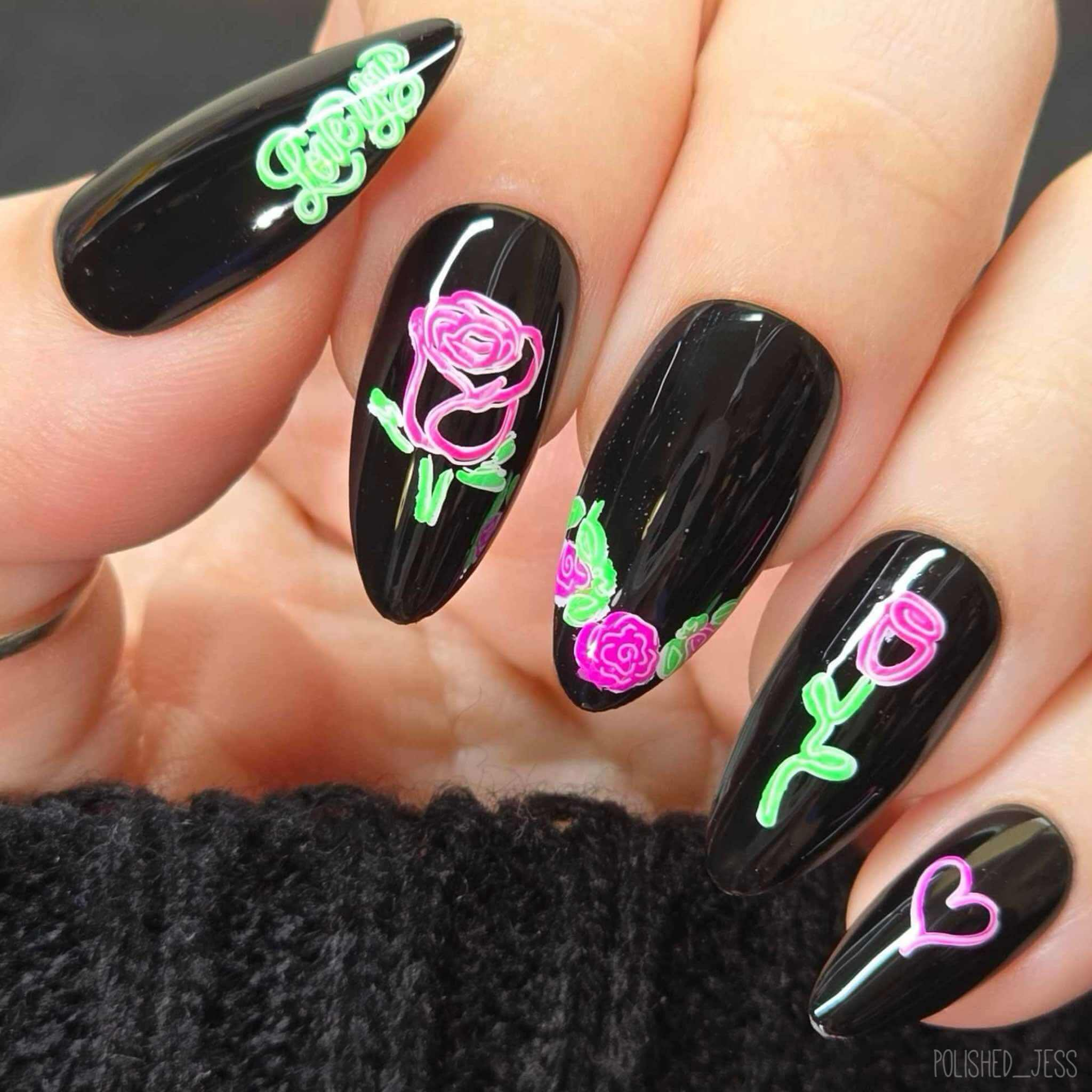 Neon Love (CjSV-56) Etched Nail Art Stamping Plate - Medium Clear Jelly Stamping Plate Secondary image