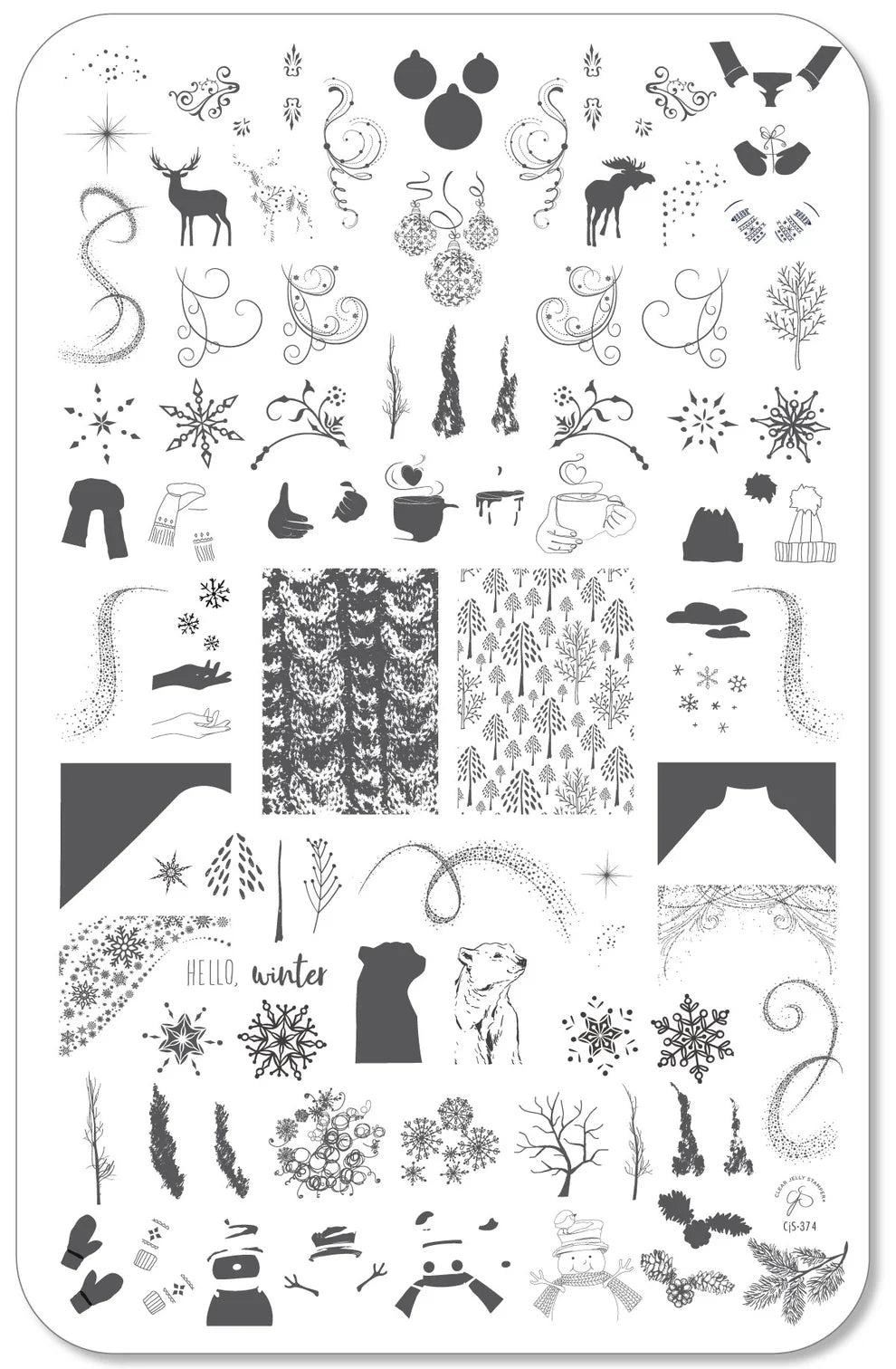 Hello Winter (CjS-374) - Clear Jelly Stamping Plate