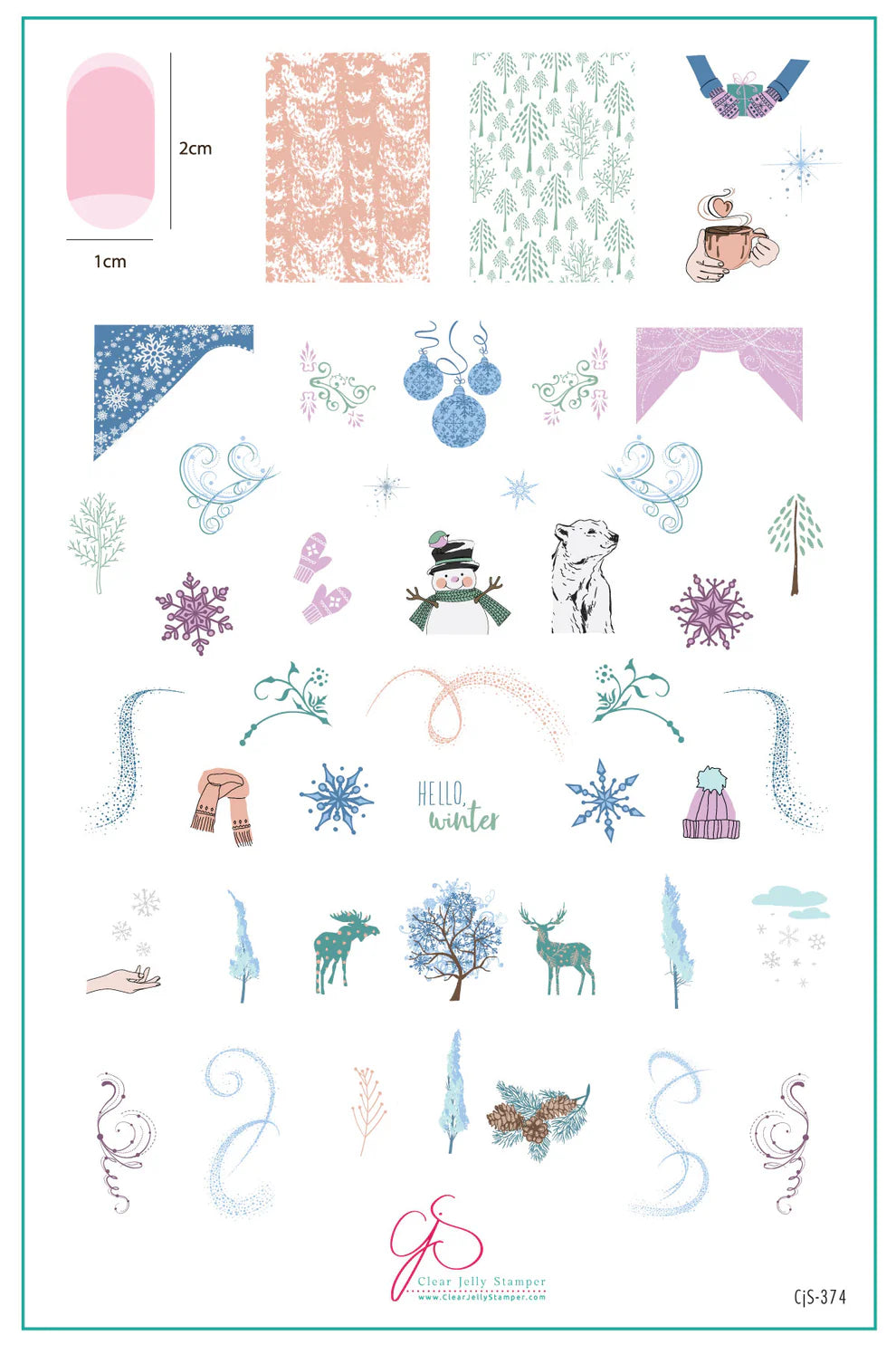 Hello Winter (CjS-374) - Clear Jelly Stamping Plate Main image