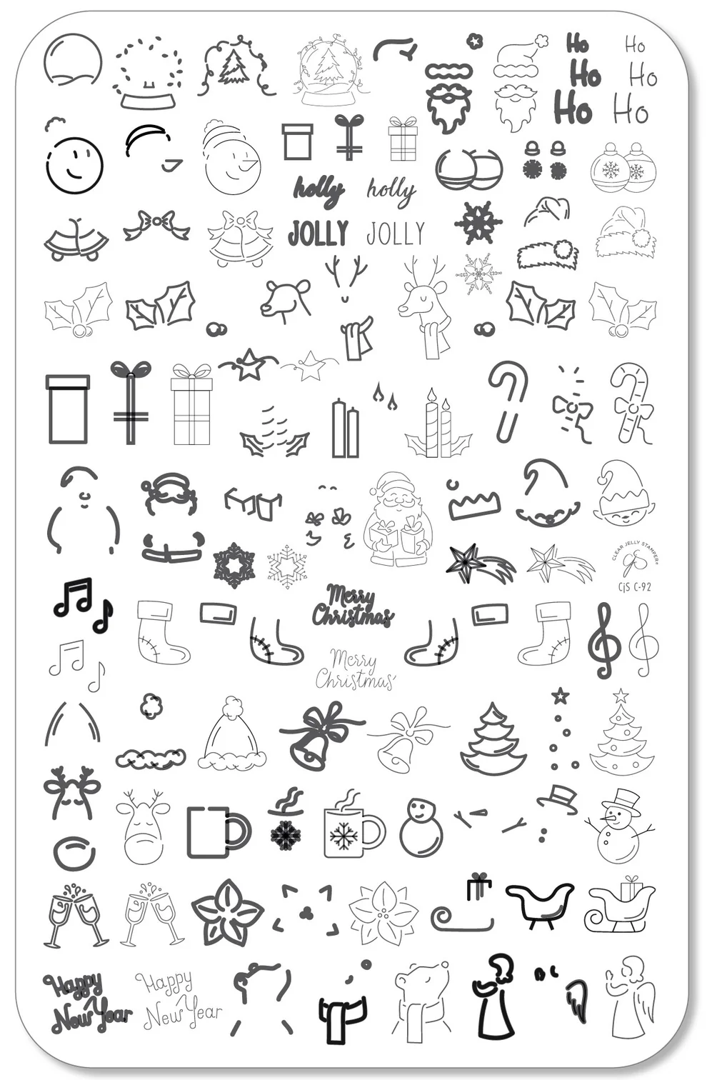 Neon Christmas (CjSC-92)  -  Clear Jelly Stamping Plate Secondary image