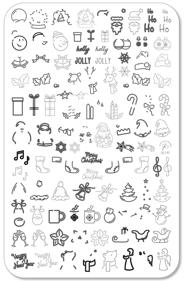 Neon Christmas (CjSC-92)  -  Clear Jelly Stamping Plate