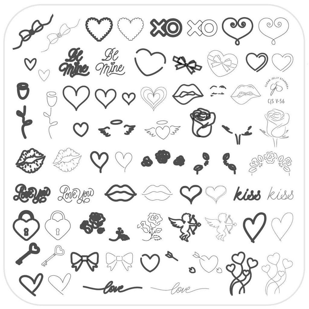 Neon Love (CjSV-56) Etched Nail Art Stamping Plate - Medium Clear Jelly Stamping Plate