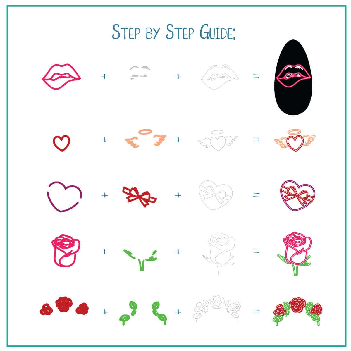 Neon Love (CjSV-56) Etched Nail Art Stamping Plate - Medium Clear Jelly Stamping Plate